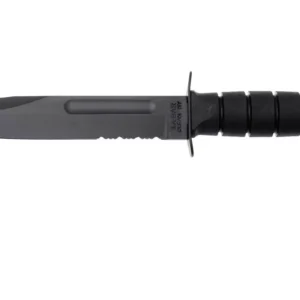 KA-BAR 1214 USMC Serrated Fighting Knife - סכין קומנדו קבועה עם להב חצי משונן בצבע שחור