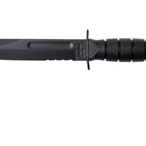 KA-BAR 1259 Short KA-BAR Serrated - סכין קומנדו קבועה עם להב חצי משונן בצבע שחור