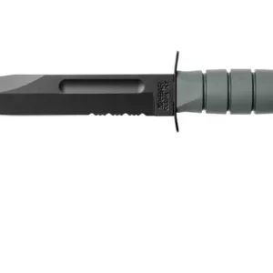 KA-BAR 5012 Full Size Foliage Green, Serrated - סכין קומנדו קבועה עם להב חצי משונן בצבע אפור / שחור