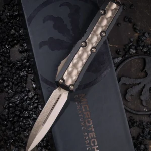 Microtech UTX-85 Daytona D/E Bronze Brute Inlay Standard 126-13BIS – סכין אוטומטית בצבע שחור / ברונז