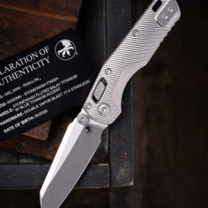 Microtech MSI Mini RAM-LOK Marfione Select Stonewash Double Vapor Blast Titanium 210M-10FLMS3 - סכין מתקפלת במהדורה מוגבלת מטיטניום בצבע אפור