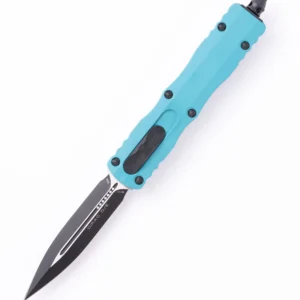 Microtech Dirac D/E Black Standard Cyan 225-1CN – סכין אוטומטית בצבע תכלת / שחור