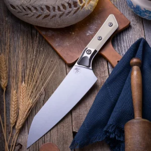 Microtech 8" Chef Knife Stonewash Standard Ivory G-10 3000-10IV – סכין שף מקצועית 8 אינץ' עם ידית Ivory G-10