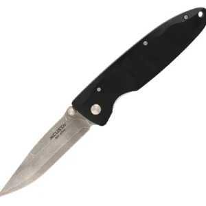 MCUSTA MC-0017D Classic Wave Pakawood – סכין מתקפלת יפנית עם ידית עץ ולהב דמסקוס בצבע שחור