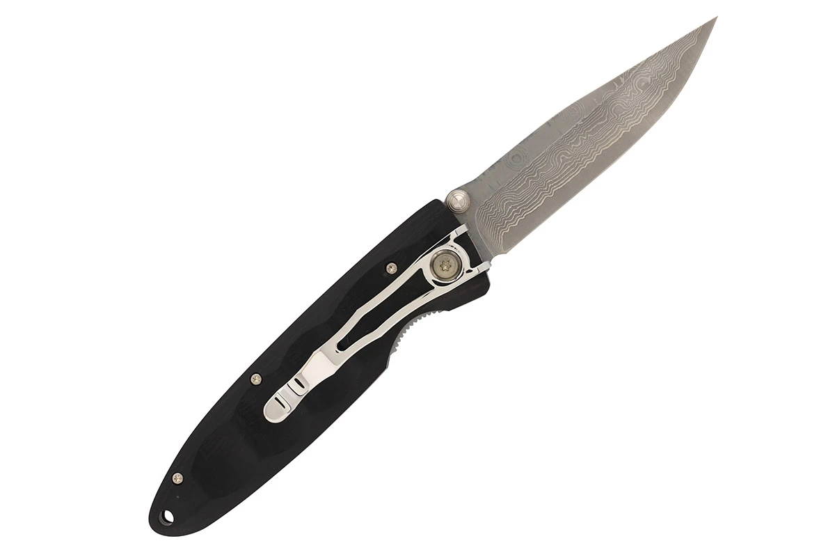 MCUSTA MC-0017D Classic Wave Pakawood – סכין מתקפלת יפנית עם ידית עץ ולהב דמסקוס בצבע שחור 4 MCUSTA MC-0017D Classic Wave Pakawood – סכין מתקפלת יפנית עם ידית עץ ולהב דמסקוס בצבע שחור – תמונה 4
