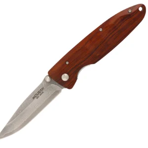 MCUSTA MC-0018D Classic Wave Ironwood – סכין מתקפלת יפנית עם ידית עץ ולהב דמסקוס בצבע חום