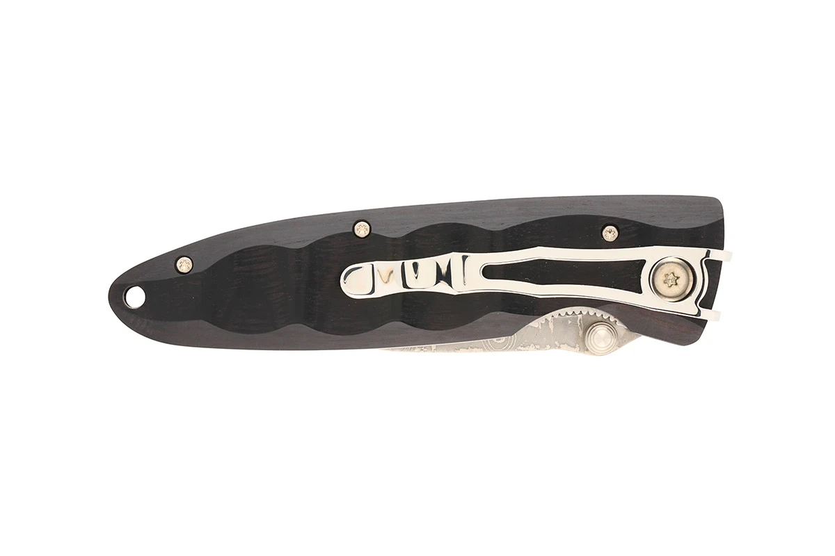 MCUSTA MC-0017D Classic Wave Pakawood – סכין מתקפלת יפנית עם ידית עץ ולהב דמסקוס בצבע שחור 6 MCUSTA MC-0017D Classic Wave Pakawood – סכין מתקפלת יפנית עם ידית עץ ולהב דמסקוס בצבע שחור – תמונה 6