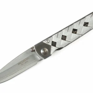 MCUSTA MC-0037D Shinra Katana – סכין מתקפלת יפנית עם להב דמסקוס בצורת קטאנה בצבע כסוף