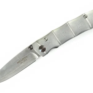 MCUSTA MC-0033D Shinra Take – סכין מתקפלת יפנית עם להב דמסקוס בצבע כסוף