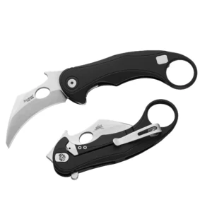 LionSteel LE2 A BS – קרמביט מתקפל קומפקטי עם להב M390 שחור / כסף, ידית אלומיניום עם טכנולוגיית פתיחה מהירה מהכיס