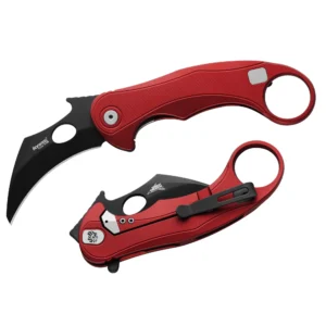 LionSteel LE2 A RB – קרמביט מתקפל קומפקטי עם להב M390 אדום / שחור, ידית אלומיניום עם טכנולוגיית פתיחה מהירה מהכיס