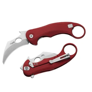 LionSteel LE2 A RS – קרמביט מתקפל קומפקטי עם להב M390 כחול / כסף, ידית אלומיניום עם טכנולוגיית פתיחה מהירה מהכיס