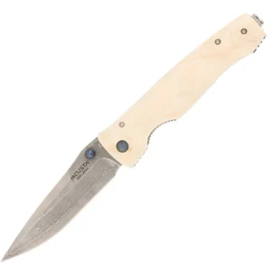 MCUSTA MC-0126D Tactility Elite White Corian – סכין מתקפלת יפנית עם להב דמסקוס וידית שיש בצבע לבן / כסוף