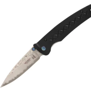 MCUSTA MC-0161D Fusion – סכין מתקפלת יפנית עם להב דמסקוס בצורת קטאנה בצבע שחור / כחול