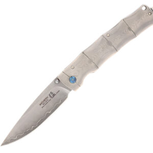 MCUSTA MC-0202G Shinra Maxima Takeri – סכין מתקפלת יפנית עם ידית דמסקוס ולהב סאן מאי בצבע כסוף