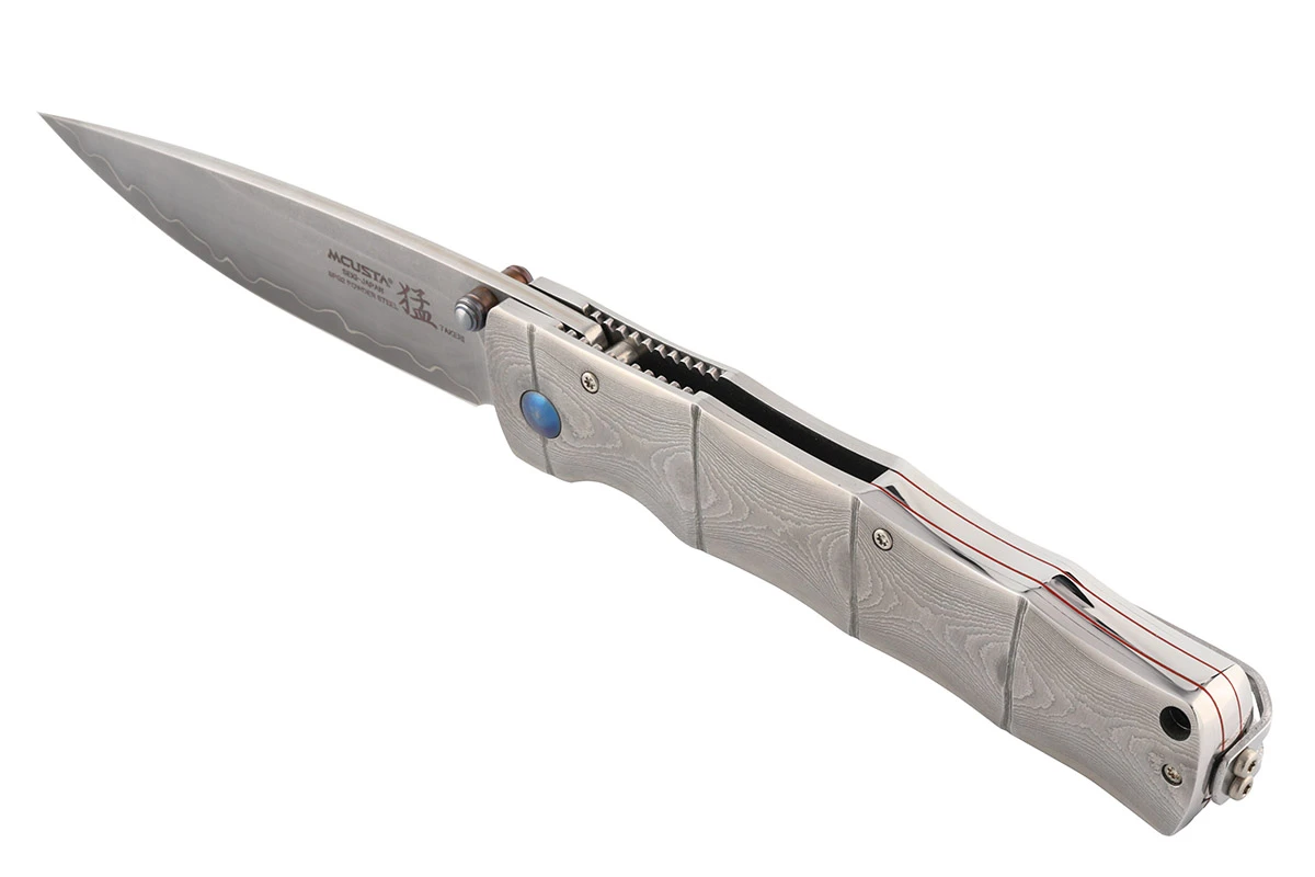 MCUSTA MC-0202G Shinra Maxima Takeri – סכין מתקפלת יפנית עם ידית דמסקוס ולהב סאן מאי בצבע כסוף 3 MCUSTA MC-0202G Shinra Maxima Takeri – סכין מתקפלת יפנית עם ידית דמסקוס ולהב סאן מאי בצבע כסוף – תמונה 3
