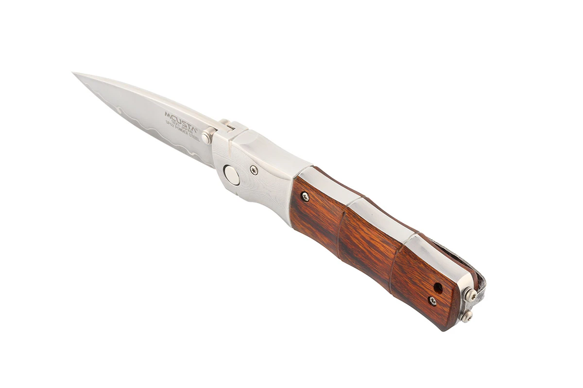 MCUSTA MC-0145G Shinra Mixture Bamboo – סכין מתקפלת יפנית עם ידית עץ ולהב סאן מאי בצבע חום / כסוף 3 MCUSTA MC-0145G Shinra Mixture Bamboo – סכין מתקפלת יפנית עם ידית עץ ולהב סאן מאי בצבע חום / כסוף – תמונה 3
