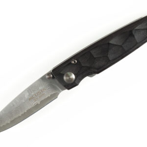 MCUSTA MC-0079DP Shinra Emotion Tsuchi – סכין מתקפלת יפנית עם ידית עץ ולהב דמסקוס בצבע שחור / כסוף