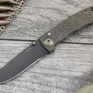 Spartan Harsey Folder 3.25 Runes & Staves SF10 RUNES BK – אולר במהדורה מוגבלת מטיטניום בצבע נחושת / שחור